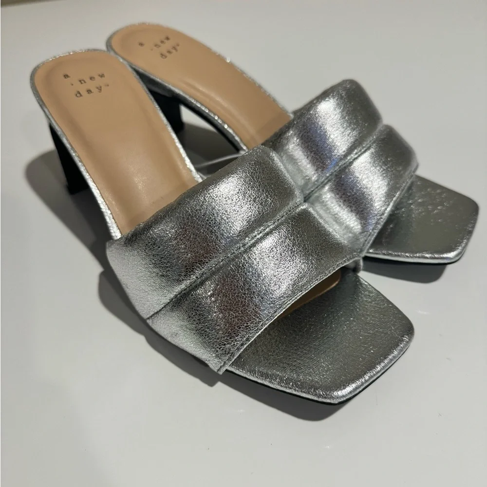 NWT! A NEW DAY Silver Open Toe Heels